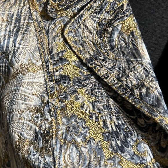 Chico’s blazer 3/4 sleeves tailored gray cream gold 1/Small FIRM on PRICE - Picture 3 of 6